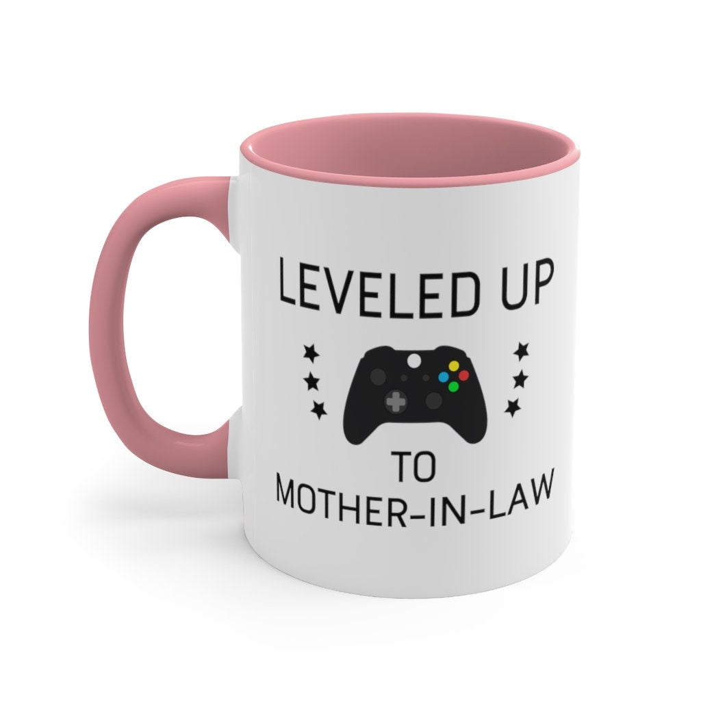 Personalized Mother Of The Bride Gifts, Leveled Up To Mother-In-Law Coffee Mug, Funny Mother In Law Gifts, Mother-In-Law Gifts